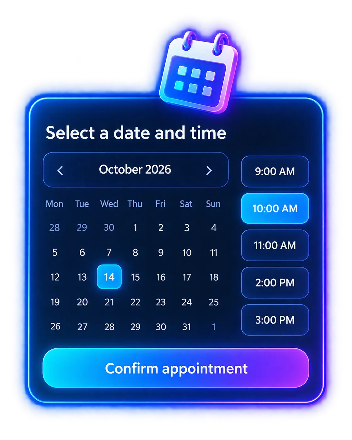 Calendrier de prise de rendez-vous intégré Dalilou