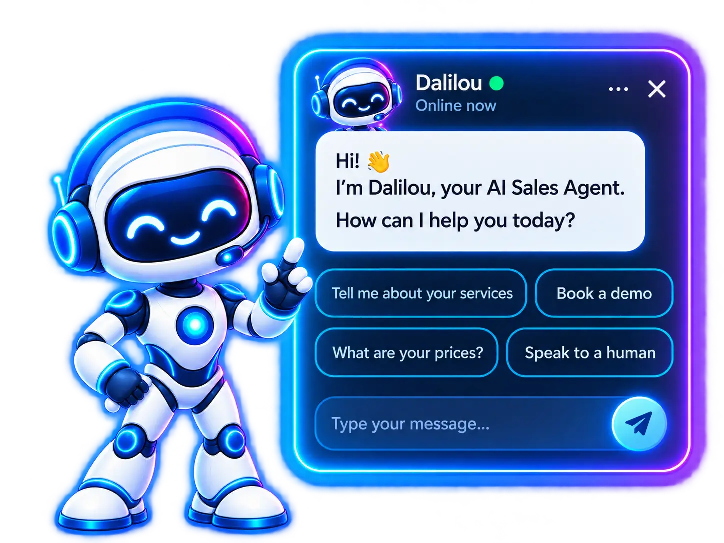 Dalilou customizable AI Sales Agent interface