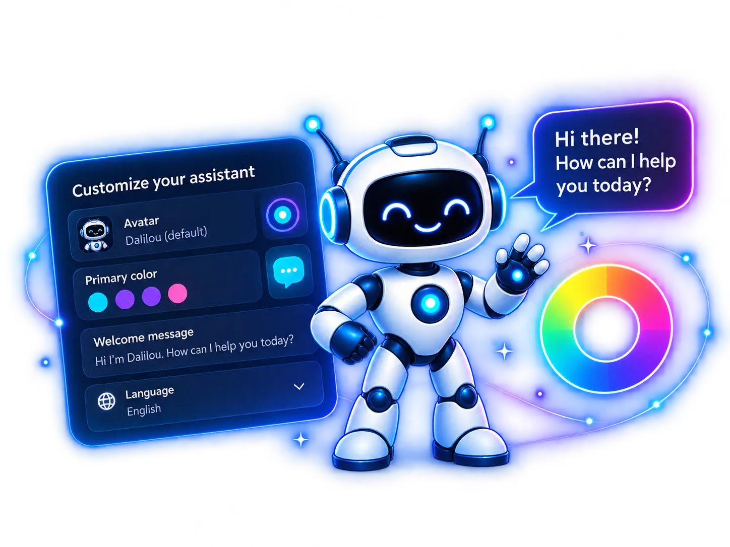 Dalilou AI mascot and customization interface