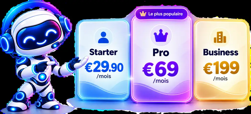 Dalilou présentant les offres Starter, Pro et Business