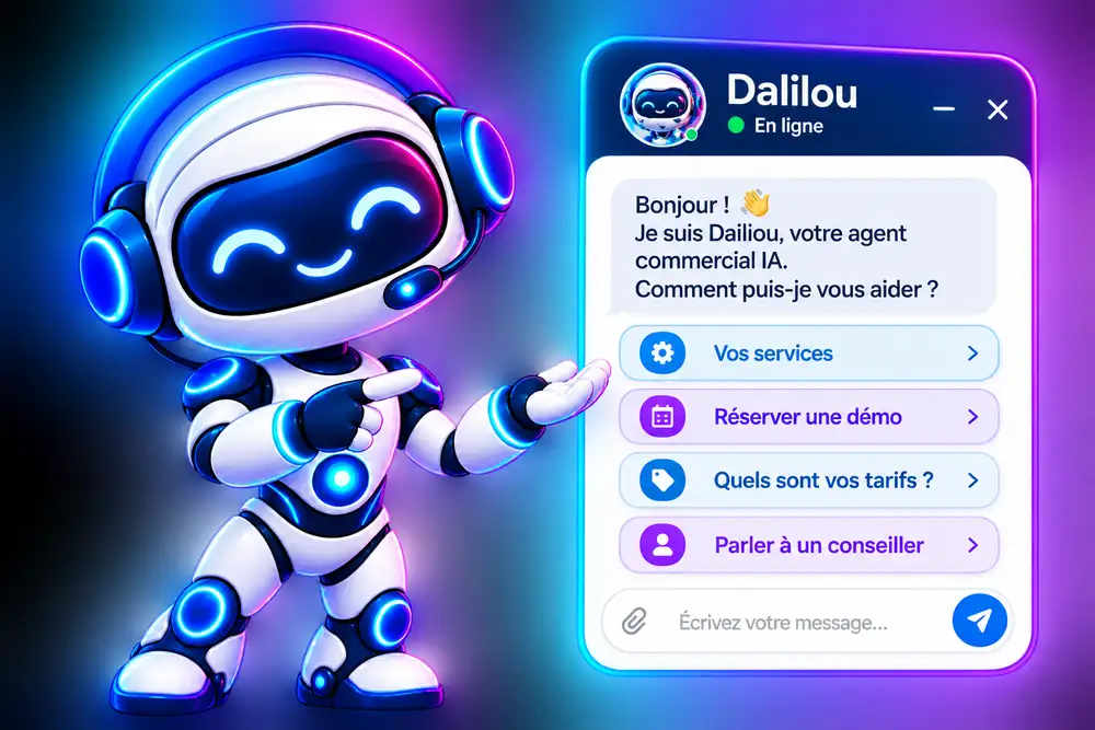 Interface de chat Shopify Dalilou personnalisable en français